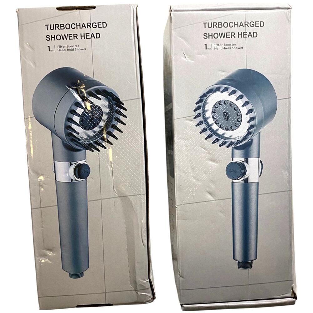 2 Pack Turbocharged Shower Head Handheld 3 Mode Spray High Pressure Filter Combo